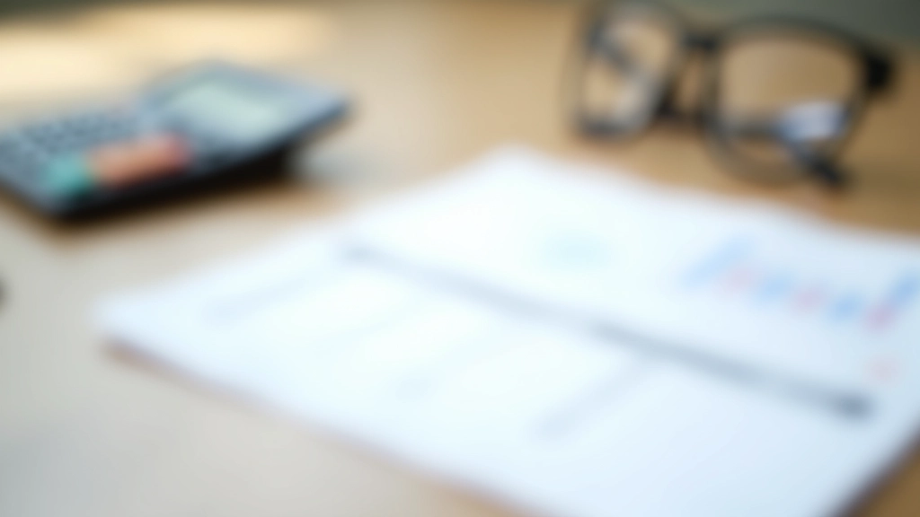 Financial planning document with calculator showing numbers and pen on desk