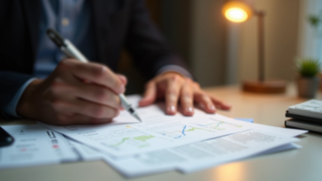Financial planning documents with retirement savings strategy outline and calculator on desk