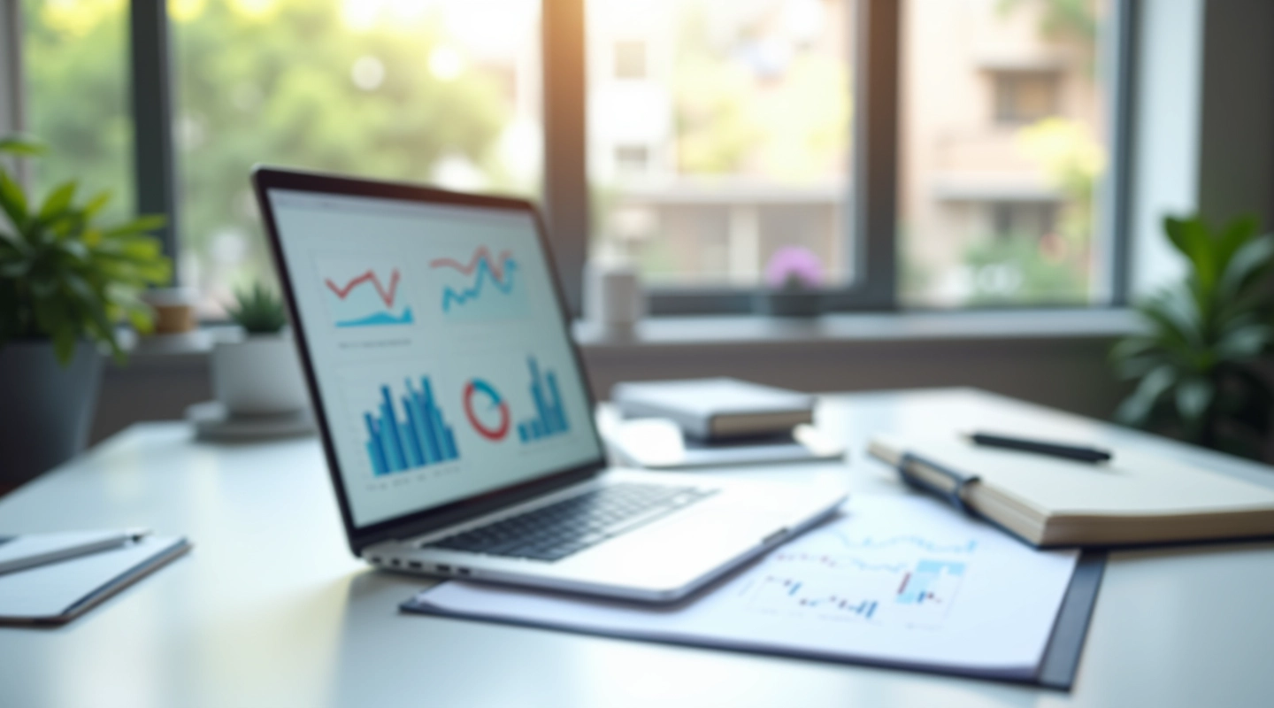 Financial planning workspace with investment resources and planning materials