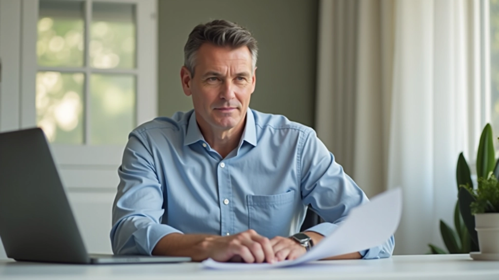 Person reviewing tax documents and RRSP statements at home office desk