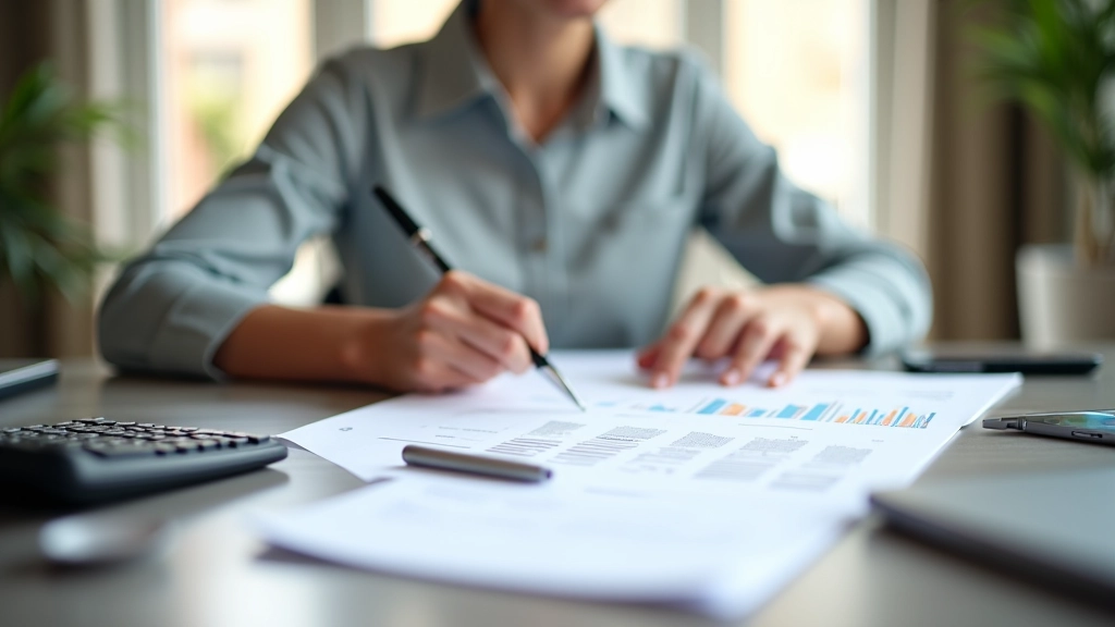 Organized financial planning workspace with savings tracking tools and tax documents